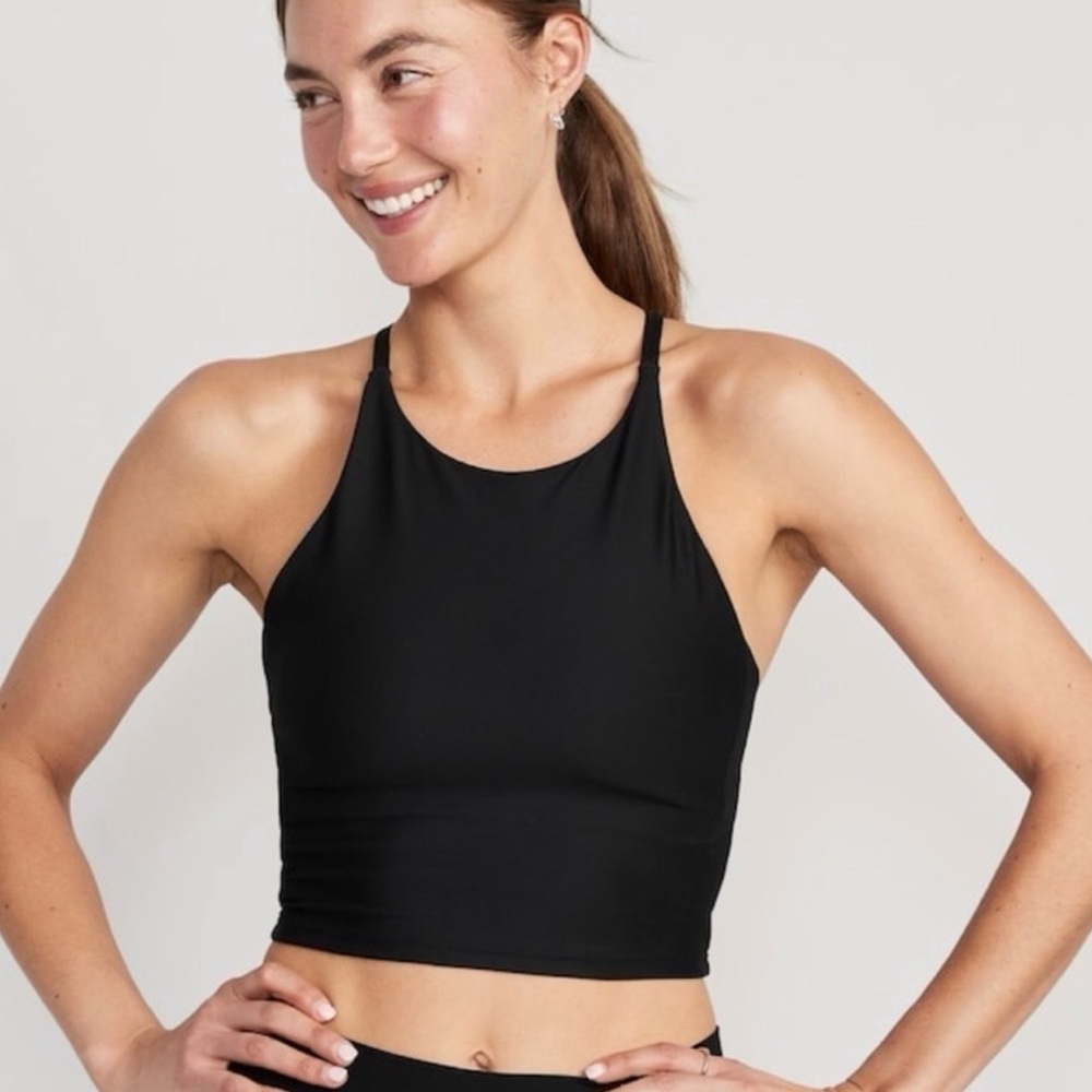 Old Navy, black Black Strappy Crop Top sports bra 4X